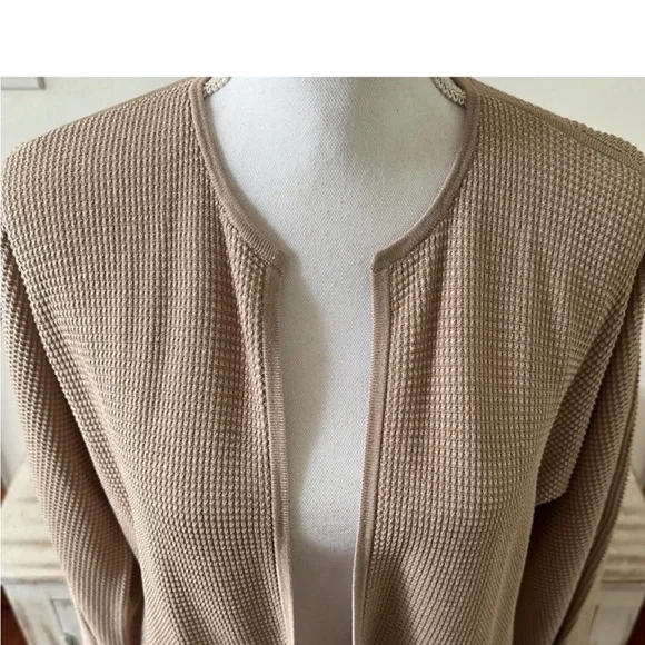 Eileen Fisher Waffle Knit light weight Open Cardigan - Picture 3 of 7